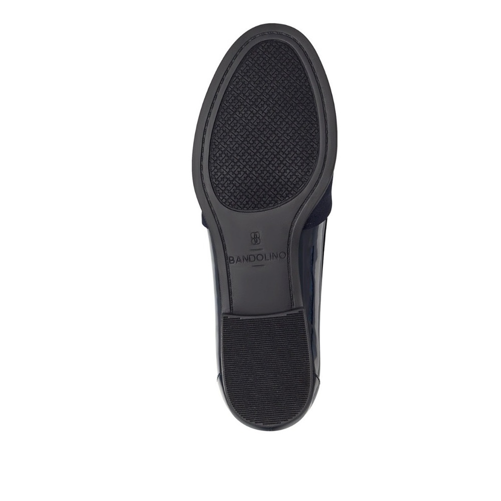 Bandolino Navy blue patent leather loafers with bow - Picture 5 of 9
